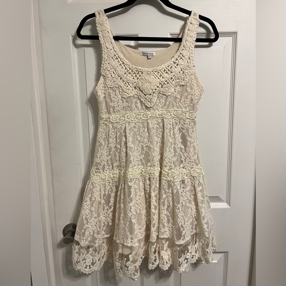 🌸CHOKLATE 🌸 Ladies Lace Dress Size Small - Picture 2 of 11